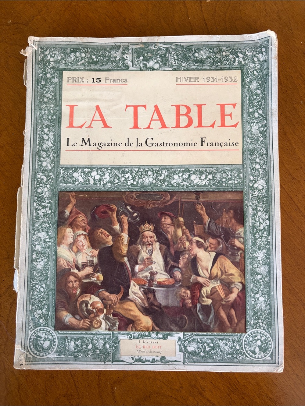 La Table Vintage French Gastronomy Magazine Cover Art - Green and Red